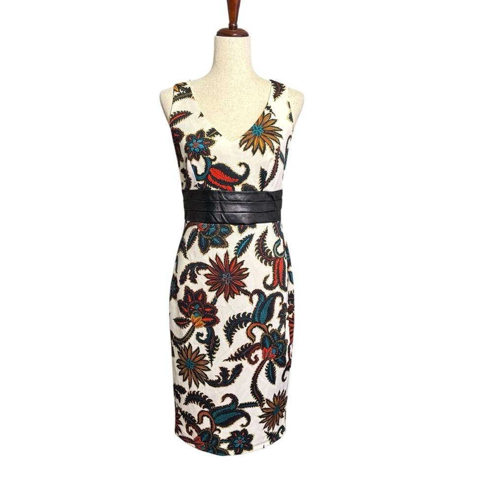 Bisou Bisou Michelle Bohbot Floral Print Cutout Back Cinched Waist Dress 1296